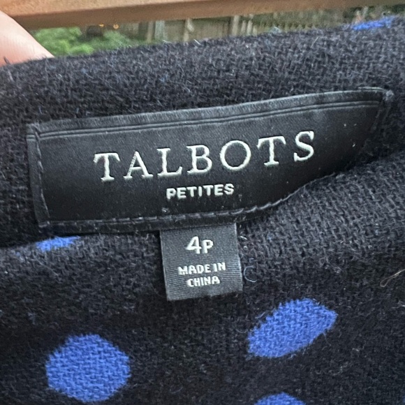Talbots Womens Pencil Skirt Size 4 Petite Wool Blend Polka Dots Black Blue - Picture 6 of 6